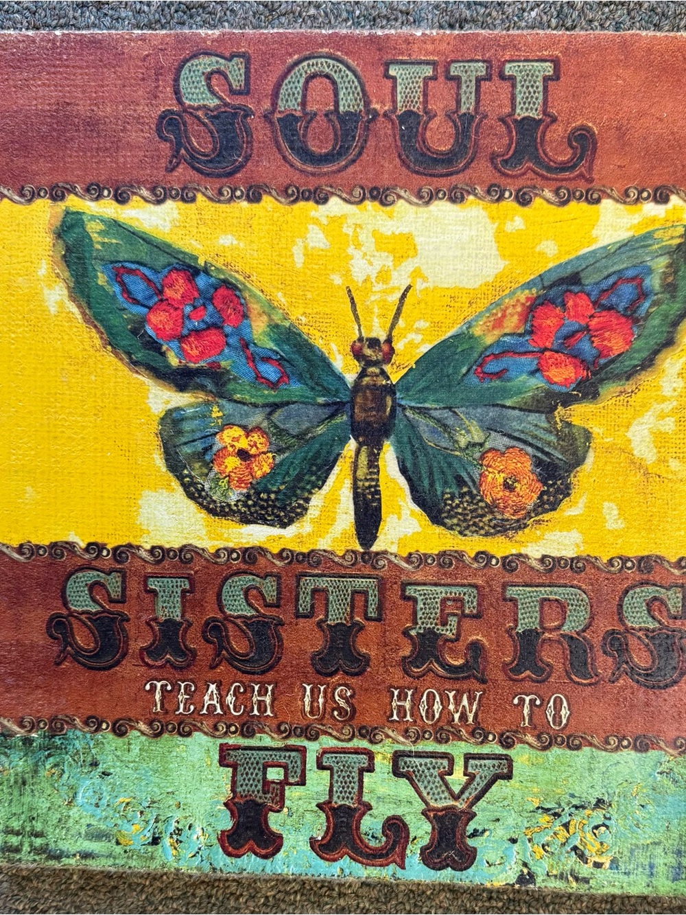 Demdaco Yellow & Teal Butterfly Soul Sisters Wall Art